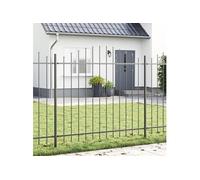 Clôture de jardin avec sommet en arceau gris 5,1x1,5 m en acier 3360103