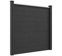 Outsunny Clôture de jardin brise vue occultant en WPC bois composite et aluminium extérieur avec pieds - modulable, 186L x 187H cm, gris