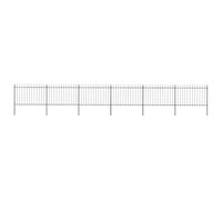 Clôture de jardin décorative en acier, 6 éléments de clôture et 7 poteaux, 10,2 m de long, clôture rectangulaire stable avec pointes de lance et support horizontal, revêtement en poudre, robuste