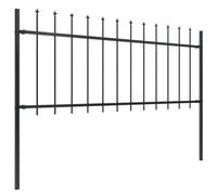 Clôture de jardin décorative en acier avec pointe de lance - 359 x 80 cm - Noir - Composée de 2 éléments de clôture et 3 poteaux - Longueur totale : 3,4 m - Revêtement par pulvérisation - Stable et
