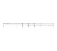 Clôture de jardin décorative en acier de 13,6 m de long avec 8 éléments de clôture et 9 poteaux, rectangulaire, moderne, stable et sûre grâce aux pointes de lance et au support horizontal