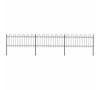Clôture de jardin décorative en acier de 5,1 m de long, 3 éléments de clôture et 4 poteaux, clôture robuste et moderne en acier revêtu par pulvérisation avec design à étrier et support horizontal