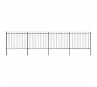 Clôture de jardin décorative en acier de 6,8 m de long avec 4 éléments de clôture et 5 poteaux, clôture stable et sûre avec pointes de lance et support horizontal, revêtement en poudre