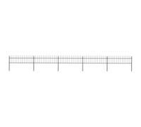 Clôture de jardin décorative en acier de 8,5 m de long avec 5 éléments de clôture et 6 poteaux, clôture rectangulaire stable avec pointes de lance et support horizontal, revêtement en poudre, avec