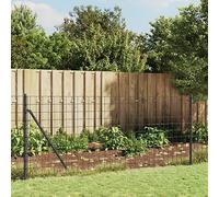Clôture de jardin durable de 0,8 x 25 m en maille métallique avec manchons de sol pour étangs, animaux domestiques et espaces extérieurs. Éléments polyvalents anthracite
