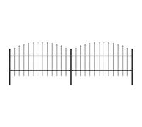 Clôture de jardin en acier avec pointe de lance - 359 x 100 cm - Noir - 2 éléments de clôture et 3 poteaux - Longueur totale : 3,4 m - Clôture stable et durable pour l'intimité et la sécurité - Simple