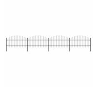 Clôture de jardin en acier avec pointe de lance, 4 éléments de clôture et 5 poteaux, 6,8 m de longueur totale, 5 x 125 cm, noir, brise-vue stable pour terrain