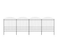 Clôture de jardin en acier avec pointes de lance, 4 éléments de clôture et 5 poteaux, longueur totale de 6,8 m, noir, 5 x 200 cm, panneau de clôture stable pour l'intimité et la sécurité