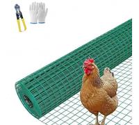 Clôture de jardin en acier galvanisé, fil soudé de 3 x 3 cm avec revêtement en vinyle, pince coupante et gants en tissu, idéale pour clôtures d'animaux et protection de jardin (0,5 x 30 m)