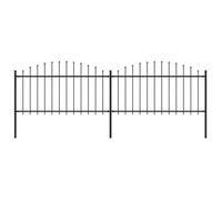 Clôture de jardin à dessus en lance Acier (1,25-1,5)x3,4 m Noir
