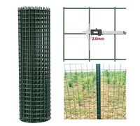 Clôture de jardin en fil soudé - 1,6 mm d'épaisseur, 0,7 x 15 m, tissu enduit de vinyle vert pour parterres de fleurs, sentiers et terrasses - Découpable, antistatique, ouvertures de 3 x 3 cm