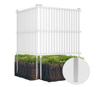 CostwayClôture Privée pour Climatiseur 113 x 114 cm 2 Panneaux de Clôture avec Piquets en Métal pour Poubelle et Equipement de Piscine Blanc