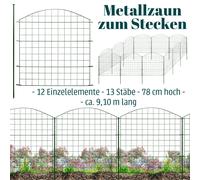 Clôture de jardin enfichable pour bassin 12 éléments 78 cm métal vert V2Aox