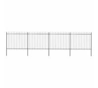 Clôture de jardin extensible avec pointe de lance, en acier revêtu par pulvérisation, 714,5 x 150 cm, noir, kit de clôture robuste pour jardin, cour et terrain