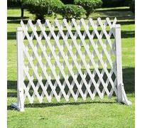 Clôture de jardin extensible, barrière pour animaux de compagnie, largeur 160 cm/63 pouces, panneaux de treillis en bois autoportants blancs pour extérieur, écran de clôture de confidentialité ( Color