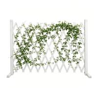 Clôture de Jardin Extensible, Treillage Autoportant, Claustra en Bois Rétractable, Séparateur de Pièce Instantané, Barrière Extensible pour Animaux Maison, Patio, Balcon(Blanc,35cmHx140cmL)