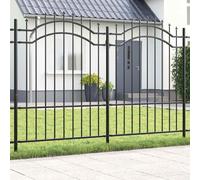Clôture de jardin grise - 240 x 190 cm - En acier robuste avec design bombé - Clôture de jardin durable avec barres horizontales - Pour jardin et maison - Clôture en métal revêtu par pulvérisation