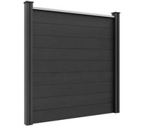 Outsunny Clôture de jardin brise vue occultant en WPC bois composite et aluminium extérieur avec pieds - modulable, 186L x 187H cm, gris