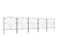 Clôture de jardin - Outsunny - lot de 5 clôtures décoratives métal avec ornements - métal - 305x62 cm - noir