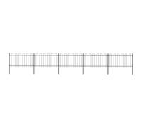 Clôture de jardin robuste avec design à armatures en acier revêtu par pulvérisation en noir - Clôture décorative pour le jardin - Longueur : 8,5 m - Avec 5 éléments et 6 poteaux