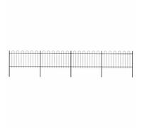 Clôture de jardin robuste avec design à armatures en acier revêtu par pulvérisation en noir comme clôture décorative pour le jardin, 6,8 m de long avec 4 éléments et 5 poteaux