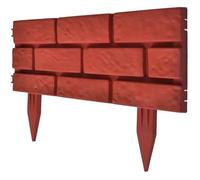 vidaXL Clôture de jardin 11x Séparateur de gazon – Polypropylène, motif brique, 45 cm – Rouge