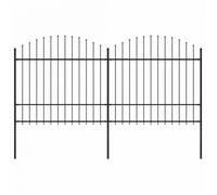 Clôture de jardin - vidaXL - Acier - 1,5-1,75x3,4 m - Noir - Panneaux et poteaux inclus