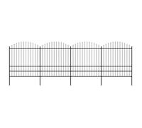 Clôture de jardin - vidaXL - Acier - 1,75-2 x 6,8 m - Noir - Panneaux et poteaux inclus