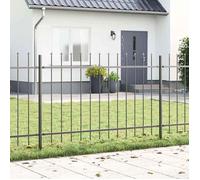Clôture de jardin vidaXL avec sommet en lance gris 6,8x1 m en acier 3334070