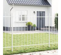 vidaXL Clôture de Jardin avec Un Sommet Arrondi Blanc 11,9x1,25 m en Acier