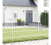 vidaXL Clôture de Jardin avec Un Sommet en Arceau - Blanc - 3,4 x 1,75 m - Acier