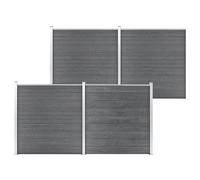 Clôture de jardin - VIDAXL - WPC 699x186 cm - Gris - Panneaux modulaires - Résistant à la rouille