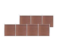 Clôture de jardin WPC - 1218 x 186 cm - Marron - Panneau composite en bois et plastique robuste - Durable - Pour jardin et cour - Kit de clôture extensible avec poteaux en aluminium - Résistant aux