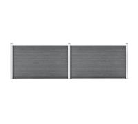 Clôture de jardin WPC 353 x 106 cm - Gris - Clôture brise-vue avec poteaux en aluminium - Système composite en bois et plastique durable - Limitation de jardin pour l'intimité et la sécurité