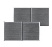 Clôture de jardin WPC - 699 x 186 cm - Gris - Kit de panneaux de clôture avec poteaux en aluminium - Composé de bois et de plastique - Pour jardin - Durable et résistant aux intempéries
