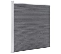 Clôture de jardin WPC composite gris 699x186 cm, 36 panneaux rigides avec poteaux aluminium pour intimité et séparation terrasse extérieur piscine
