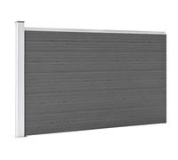Clôture de jardin WPC gris 175x105 cm panneaux extensibles pour intimité et sécurité avec poteau aluminium et base acier pour jardin extérieur et terrasse