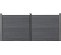 Clôture de jardin WPC Gris avec poteaux Clôture à lamelles brise-vue 165x314cm [neu.holz]