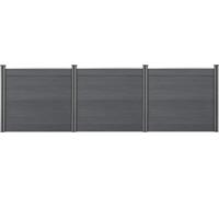 Clôture de jardin WPC Gris avec poteaux Clôture à lamelles brise-vue 165x466cm [neu.holz]