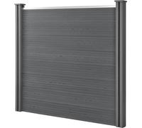 Clôture de jardin WPC Gris avec poteaux Clôture à lames brise-vue 165x162cm [neu.holz]