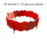 Clôture de jardinage en plastique 20 pièces avec piquets pour un montage facile (rouge brique)