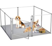 Clôture de jeu pour chien en acrylique, design spacieux, tapis de fertilité étanche, argenté