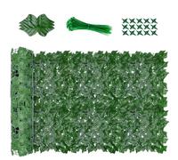 Clôture de lierre artificiel - Panneau mural de haie de jardin - 1 rouleau de treillis pour balcon - Décoration extérieure - Résistant aux UV - Imitation feuille de lierre pour une meilleure intimité
