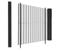 Clôture de pâturage, noire, 30 m de long x 100 cm de haut, avec 30 piquets de 115 cm de haut, clôture mobile en plastique pour clôture de délimitation, filet de volaille, clôture de poulet, clôture