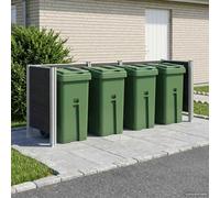 vidaXL Clôture pour poubelles marron 85 x 85 x 115 cm en aluminium et WPC, jardin, moderne, extensible, résistante à la rouille et à la corrosion, revêtement de poubelles, pare-vue, solution