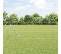 Clôture De Champ Vidaxl 1.2x25 M En Acier Galvanisé, Poteaux De Clôture Vidaxl 13 Pcs Ø32 Mm 170 Cm En Acier Galvanisé