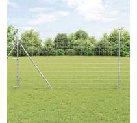 Clôture de prairie en acier galvanisé argenté 50 x 1,4 m, panneau rigide avec maille 15 x 15 cm, barrière extérieure durable pour jardin, terrasse, balcon, séparation et occultant