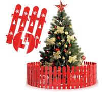 Clôture de sapin de Noël pour animaux de compagnie et enfants - 36 pièces en plastique rouge, protection d'arbre épaisse, décoration de Noël d'intérieur résistante aux tout-petits et aux chiots