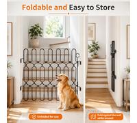 Clôture de sécurité pour animaux de compagnie, 87 x 109 cm, clôture métallique pliable, clôture pour chats et chiens, clôture d’intérieur pour chiens, empêche les chiens de s’introduire dans les noir