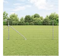 Clôture De Terrain Vidaxl 1x25 M Acier Galvanisé, Poteaux De Clôture Vidaxl Avec Piquet 13 Pcs Ø32 Mm 120 Cm Acier Galvanisé
